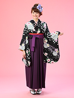 黒×紫　洋花袴レンタルセット