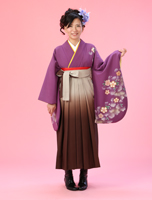 紫 × ベージュ茶 桜 袴レンタルセット