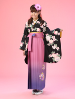 黒 × ピンク紫 大華 袴レンタルセット