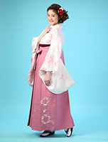 白×ピンク　ぼかし輪桜袴レンタルセット