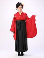 赤×黒　ハートに花紋袴レンタルセット