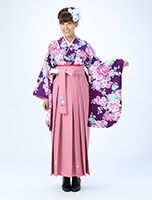 紫×ピンク　百花の競い袴レンタルセット