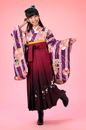 卒業式　紫×ワイン　小花袴レンタルセット
